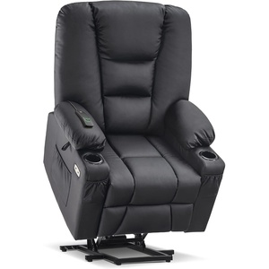 image:imageMCombo Single Motor Power Lift Recliner for Elderly R7541 LargeOversize  140 Recline 47 Footrest 2 USB amp Cup Holders Vibration Massage amp Lumbar Heat 350 lbs Capacity for Big and Tall ElderlyBlack