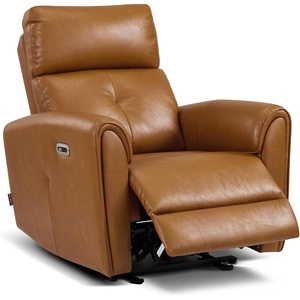 image:imageMCombo Small Zero Wall Hugger Power Recliner for Small Space Leather PR699  0 Wall Clearance 179 Low Seat Height Petite Friendly Lumbar Support USBTypeC Ports No Tool 10 Minutes AssemblyCognac Brown