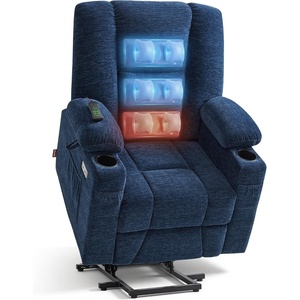 image:imageMCombo Power Lift Recliner Chair with Airbag Massage for Eldery 7507  Air Compression Massage Lumber Heat FSC Certified USBampType C Ports Cup Holders Breathable PetFriendly FabricNavy Blue
