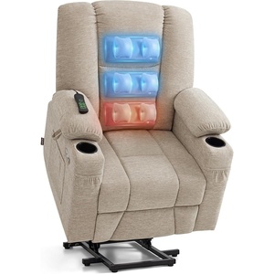 image:imageMCombo Power Lift Recliner Chair with Airbag Massage for Eldery 7507  Air Compression Massage Lumber Heat FSC Certified USBampType C Ports Cup Holders Breathable PetFriendly FabricBeige