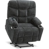 image:imageMCombo Power Lift Recliner Chair for Elderly Electric Lift Chair with Extended Footrest USB Ports Cup Holders Fabric 7281 Navy Blue SmallDark Gray