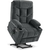 image:imageMCombo Power Lift Recliner Chair for Elderly Electric Lift Chair with Extended Footrest USB Ports Cup Holders Fabric 7281 Navy Blue SmallDark Gray