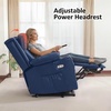 image:imageMCombo Triple Motor Power Lift Recliner Chair Leather 7661 Beige MediumBlue