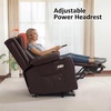 image:imageMCombo Triple Motor Power Lift Recliner Chair Leather 7661 Beige MediumDark Brown