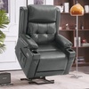 image:imageMCombo Triple Motor Power Lift Recliner Chair Leather 7661 Beige MediumDark Grey