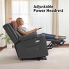 image:imageMCombo Triple Motor Power Lift Recliner Chair Leather 7661 Beige MediumDark Grey