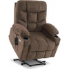 image:imageMCombo Power Lift Recliner Chair for Elderly Electric Lift Chair with Extended Footrest USB Ports Cup Holders Fabric 7281 Navy Blue SmallBrown